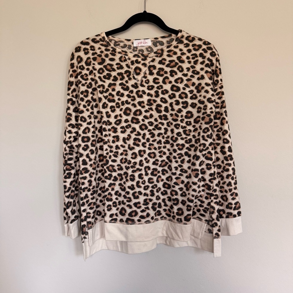 Jess Lea Leopard Print Long Sleeve Tunic Top